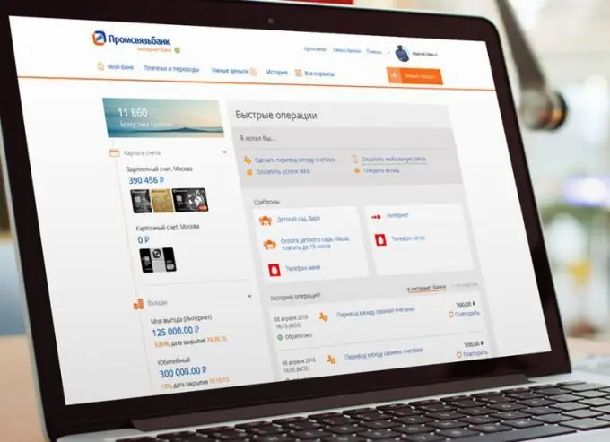 Kuinka annat henkilökohtaisen Promsvyazbank-tilisi